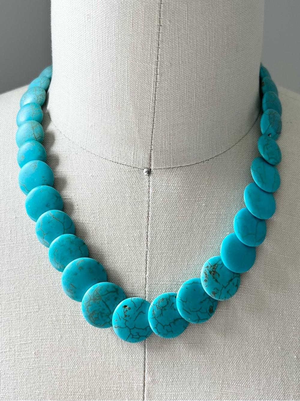 Faux Turquoise Disc Statement Necklace